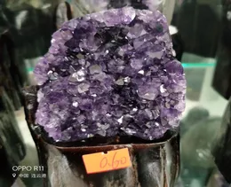 1st 1 lb Natural Purple Amethyst Quartz Crystal Cluster Geode Druzy Home Decoration Gemstone Exempel Wooden Box5106160