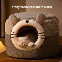 kennels pens Cute Cat Bed Pet Dog House Winter Cat Villa Sleep Kennel Removable Warm Nest Enclosed Tents Cave Sofa Pet Supplies Accessory 231124