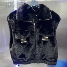 여자들 조끼 디자이너 여성 더 겨울 패션 밍크 조끼 캐주얼 코트 짧은 재킷 클래식 패턴 재킷 외부웨어 디자이너 코트 23FW CBL1