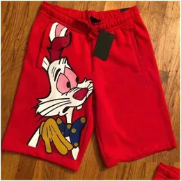 Men'S Shorts 2022 Designer Mens Summer Dstring Pants Cartoon Printed Sweatpants Trend Cotton Capris Casual Plus Size Clothing Drop D Dhopz