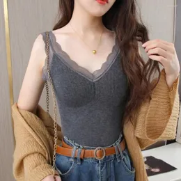 Camisoles 탱크 여성 속옷 조끼 패션 열 열병 란제리 겨울 의류 따뜻한 상단 내부 마모 언더 셔츠 친밀한 레이스