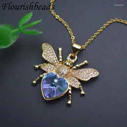 Collane con ciondolo Collana a forma di ape di cristallo grande viola sfumato brillante per le donne Gioielli per ragazze di moda con catena color oro