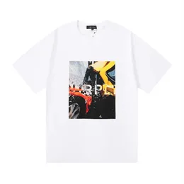 24SS Men's T Shirts Hip Hop Streetwear Cotton Märke Brev Blommuttryck överdimensionerad t-shrit för män Kvinnor Toppar Tees