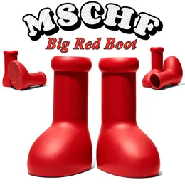 2023 Дизайнер MSCHF Мужчины Женщины дождь Big Red Boot Rubber EVE ASTRO BOY РАСПРАВЛЯЕТСЯ КОНЕРКИ НА ПИТАЛИ МАРТИК