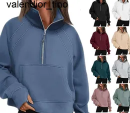 LU-88 Yoga Scuba Half Zip Hoodie Jacket Stuff Sweater Sweater Women's Workout Sport Coat Fitness Activewear New 24S Zipper Sweatshirt Gym Gym Compless