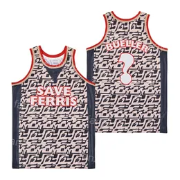 Moive Save Ferris Bueller Basketball Jersey Film Mans Пуловер зеленый дышащий средняя школа для спортивных фанатов Pure Cotton College пенсиона