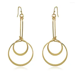 Boucles d'oreilles pendantes HF JEL cercle personnalité créative crochet Long couleur or goutte ronde pour les femmes bijoux minimalistes