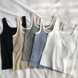 Kvinnors tankar Ankomst Kvinnor Tank Toppar Kvinna Färg Patch Bomull Material U-hals Summer Camisole med bar Camis svarta vita kläder