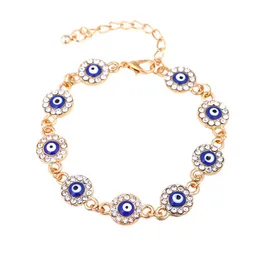 Связанные браслеты цепные голубые глаза Гелометрические круглые цинковые браслеты для женщин Этнический браслет украшения подарок