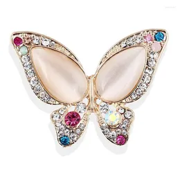 Broscher färgglada strass opal fjäril för kvinnor kristall insekt brosch stift kostym halsduk klädtillbehör