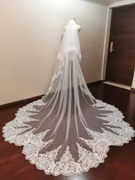 Brautschleier Real Pos Dramatic Scallop Lace Wedding Veil 2 Schichten Weicher Tüll 3,5 Meter lang Mit Kammzubehör