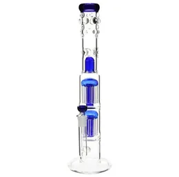 Hookahs 18quot Glass Bong grace water pipe double 8x armtree dome perc without s hole Blue send5805083