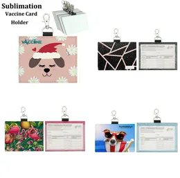 Sublimation ID Card Protector Party 4x3 inches Glitter Immunization Record Cards Holder PU Leather Passport Cover5889558