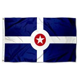Bandeira da cidade de Indianápolis 3x5 tecido de poliéster 100D pendurado publicidade costura dupla 5981667