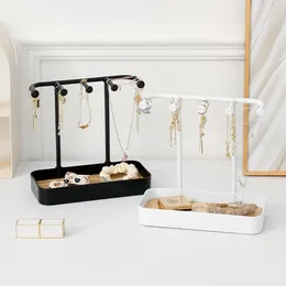 Jewelry Pouches Wooden Storage Rack Unique With Box Base PP Desktop Organising Stand Earrings Display Necklace