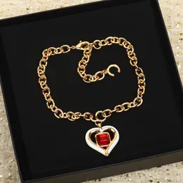 2023 Luxury quality Charm pendant necklace with white and red colord heart shape design in 18k gold plated have box stamp PS7900A