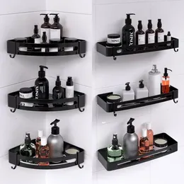 Bathroom Shelves Bathroom Shelf Square Triangle Shower Storage Rack Shampoo Wall Free Punching Black Aluminum Corner Shelves Bathroom Accessories 231124