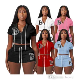 Designer Tracksuit Women 2023 Summer Sweatsuit Clothing Zipper Cardigan Letter Embroidered Jacket Hooded High Waist Two Piece Set