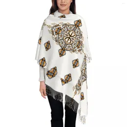 Шарфы, женские шарфы с кисточками, узоры Kabyle Amazigh, длинная супермягкая шаль и накидка, винтажные керамические подарки, кашемир