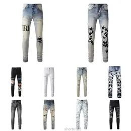 2024 Mens Designer Mens AmJeans paige Fashion Skinny Straight Slim Nonelastic ripped jeans Design pants Knee tear Mens tight size 2840 Long style 2023 summer A0