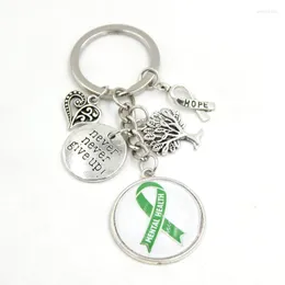 Keychains Arrival Green Ribbon Mental Health Cancer Awareness Jewelry Never Give Up Hope Charms Key Chain Keyrings Gifts