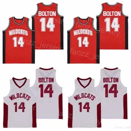 High School Wildcats Jerseys Basketball 14 Troy Bolton Moive dla fanów sportu oddychający zespół Red White Away Pure Cotton Hiphop Pullover University koszulka Vintage