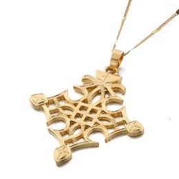 Pendant Necklaces Ethiopian Ethnic Style Gold Color Religious Cross Necklace Eritrea Habesha Jewelry For Women Men