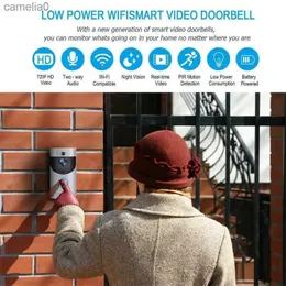 Dzwonki do drzwi 720p HD inteligentny dom bezprzewodowy Wi -Fi Kamera do drzwi bezpieczeństwo wideo Intercom IR Nocne wizja bateria AC Bateria Domowa domek NEWL231122