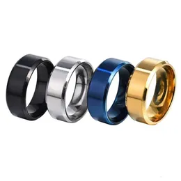 Fashion Trendy 6 Colors 316L Stainless Steel 8Mm Width Blanks Popular Cheap Ring Full Size For Men