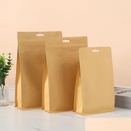 Sacchetti di imballaggio Caffè Tè Noce Spuntino Borsa casual Foglio di alluminio Carta Kraft Otto lati Seal Stand Self Pouches Lx4510 Drop Delivery Dhh2F