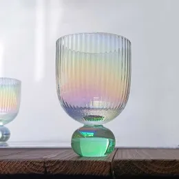 Wine Glasses 300ml 10oz nrdico copos de vinho com nervuras com base de bola verde copo de vidro stemless arcoris vidro galvanizado para mousse de champanhe J230425