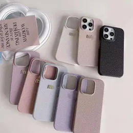 Diseñador de lujo Teléfono Lychee Imprimir letras clásicas iPhone 15 14 14Pro 14Plus 13 12 Mini 11 Pro X XS Max Funda protectora de cuero de lujo