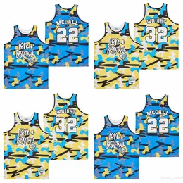 Moive Wright Jerseys 32 Basketball Love and Quincy McCall 22 College Pure Cotton Retro for Sport Fans Breattable Pullover Pensionera Team Camo Pensionera University High