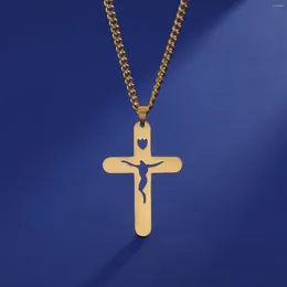 Anhänger Halsketten Sipuris Jesus Kreuz Hohle Halskette Für Frauen Edelstahl Liebe Und Erlösung Christus Glaube Amulett Schmuck Geschenke