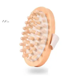 Spazzole da bagno Spugne Scrubber Spazzola per il corpo in legno Masr Riduzione della cellulite portatile Alleviare i muscoli tesi Testa in legno naturale Sca Dh8Wl