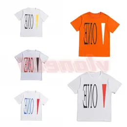 Camiseta de grife masculina Friends Letter Print Tees Big V Homens Mulheres Manga Curta Estilo Hip Hop Preto Branco Laranja T-shirts Vlone Tees Tamanho S-XL