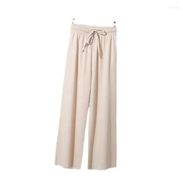 Women's Pants Ice Silk Wide Leg 2023 Mop Slimming Fashion High Waist Straight Tube For Women Pantalones Mujer Verano