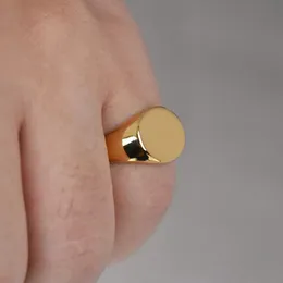 Pierścienie opaskowe ręcznie wypolerowane wysoce wypolerowane ze stali nierdzewnej 18 -karatowe złote owalne gładkie puste sygnecie pierścienie dla kobiet 231124
