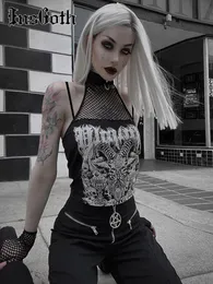 Women's Tanks Camis InsGoth Gothic Punk Tank Tops Mall Goth Grunge Print Harajuku Women Y2K Crop Summer Vintage Black Sleeveless Streetwear 230425