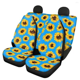 Siedziny samochodowe Covery Interarts Front Blue Blue Sunflower Zestaw 4 Auto Protector Dopasowanie do ciężarówki van SUV Universal