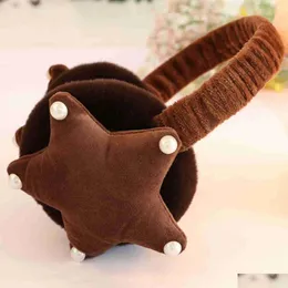 Ear Muffs Ear Muffs Winter Cute Star Plush Earmuffs Solid Color Soft Thick Warm Earlap Boys Girls Thicken R231009 Drop Delivery Fashio Dhzcq