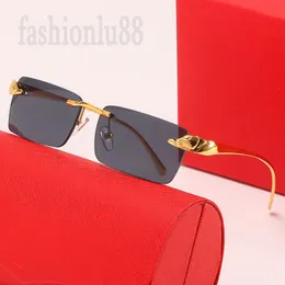 Óculos de luxo masculino leopardo designer feminino Óculos de sol escudo tons sem aro de aro lentes de sol Proteção UV idosos idosos moda pj082 c23
