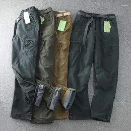 Męskie spodnie Winter Windproof Waterdichte Pluche Softshell Broek Outdoor Mannen Straight Multi Bogs kombinezon biwakowy uitrusting