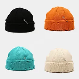 Yeni Kış Harajuku Beanies Örme Şapka Kadın Moda Sıcak Kalın Gorro Erkekler Hip Hop Pin Deliği Skullcap Kısa Şapka Unisex Basic Cap