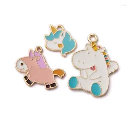 Pendant Necklaces Kawaii Enamel Alloy Charms 10pcs Gold Tone Oil Drop Animal Cute Horse Hippopotamus DIY Jewelry Earring Ornament PendantsPe