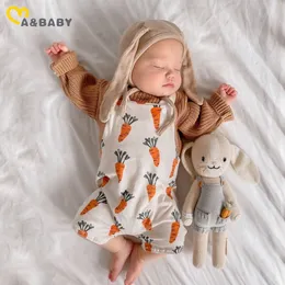 Strampler ma baby 0-24 M Ostern Kleinkind Säugling geboren Baby Mädchen Jungen Strampler Hirsche Karottendruck Ärmellos Overall Overalls Sommerkleidung 230425