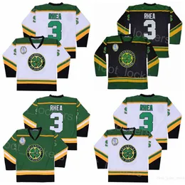 Фильм хоккей Росс босс реа -колледж Джерси 3 St Johns Shamrocks Moive Green Black White Emelcodery и швейная дышащая университета винтаж для спортивных фанатов High