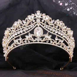 Luxo coreano Elegante e elegante água de água Crystal Tiara Crown for Women Wedding Party New Bridal Bride Crown Hair Acessórios