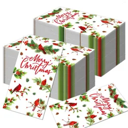 Masa peçete 100pcs Noel uzun kağıt peçeteleri 2-kat 33 40 cm kar tanesi çan desen tek kullanımlık havlu 2024 Noel dekor