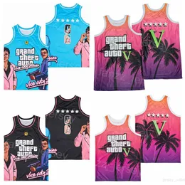 Basketball Moive Vice City Rockstar Games Jerseys Film Grand Theft Auto All Sched Team Black Blue Red College Pullover retro dla fanów sportowych sprzedaż mężczyzny